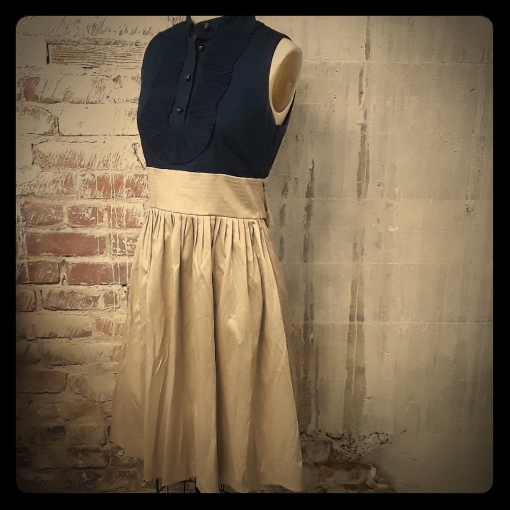 Eliza J A-line Navy Blue and Champagne Dess